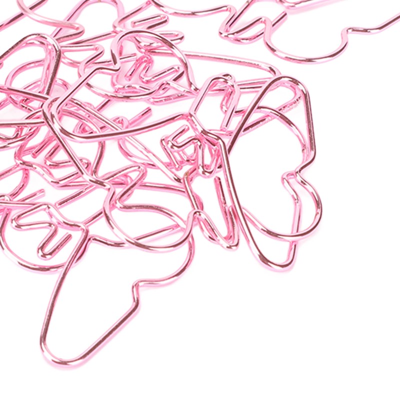 100 Pcs Shaped Paper Clips Pink Butterflies Shape Metal Cute