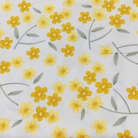 CraftsFabrics 8 Pack Yellow Floral Fabric Squares 25cm x 25cm 100% Cotton Twill Printed Pre-Cut for Quilting Arts Crafts DIY Projects