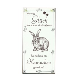Dekolando Sign Rabbit Happiness Can You Stroke - Saying with Animal Motif Rabbit - Vintage Decorative Sign Animals Decorative Door Sign with Animal Motifs - 10 x 20 cm