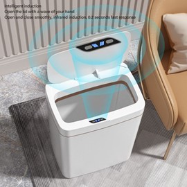 Automatic Bathroom Trash Bin, 18L Waterproof Motion Sensor Bathroom Bins with Lid Small Touchless Trash Can for Bathroom Living Room Office