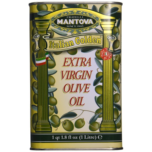 Mantova Italian Golden Extra Virgin Olive Oil - 1 Litre - 1 qt. 1.8 fl oz. - Authentic Italian EVOO Cold-Pressed, 100% Italian Grown Olives