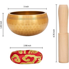 YouMedi Tibetan Singing Bowl Set - Meditation Sound Bowl Cushion with Wooden Striker for Yoga, Meditation & Relaxation, Mindfulness,Chakra Healing, Stress Relief, Self-Regulation