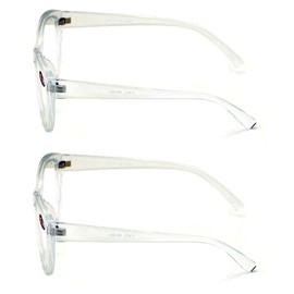 2 Pairs Clear White Women Reading glasses - Oversized Readers Cateye Vintage Jackie Oval (2 Clear, 2.25)