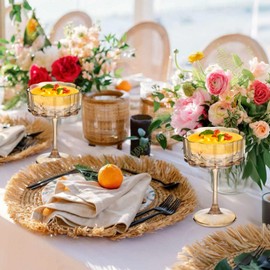 Vintage Champagne Coupes Glass Cute Martini Cocktail Glasses,13oz Crystal Martini Wine Glasses Set Of 12 Elegant Flower -Shaped Goblet Drinking Champagne Dessert Yogurt Ice Cream Glassware Cups Amber