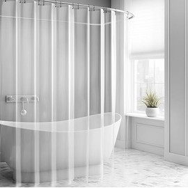 Wise Home Products PEVA 3G Clear Shower Curtain Super Durable Plastic 72 Length, Weighted Standard 70 x 72, Bathroom Shower Curtain Liners with 3 Magnet