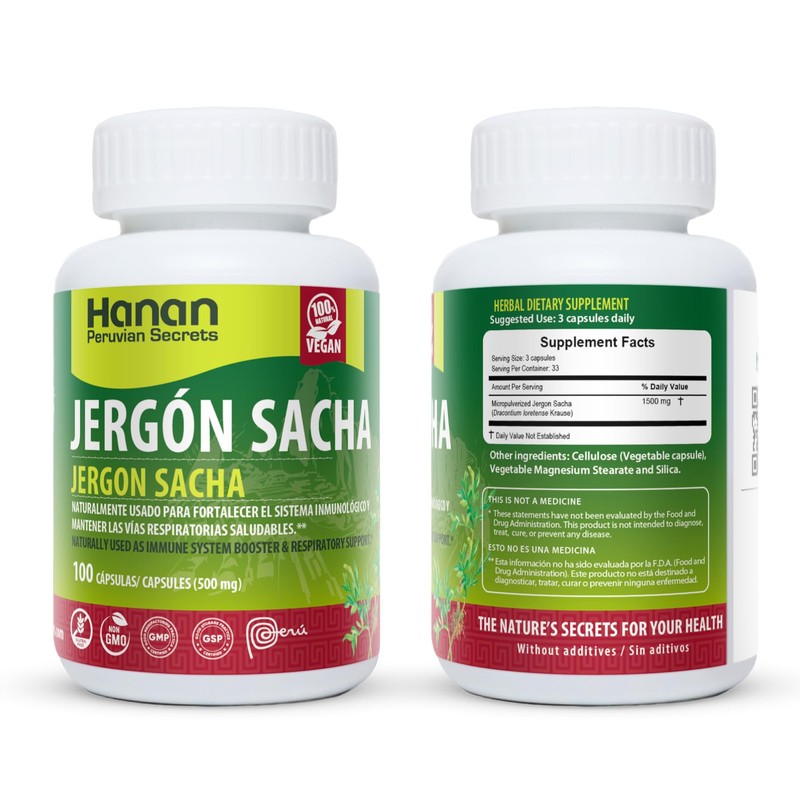 Hanan Jergon Sacha | 100 Vegan Capsules | Naturally Aids