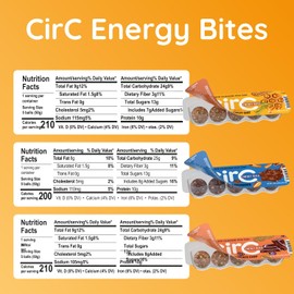 CirC Energy Bites - New Variety 6 Pack Gluten Free Protein Balls - 10g Protein, Whole Grains, Nuts & Fruit - Portable Healthy Snacks for Adults & Kids, 5 Piece Resealable Packs