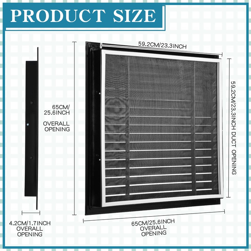 Gisafai 2 Pcs 26" x 26" Gable Vent Aluminum Alloy