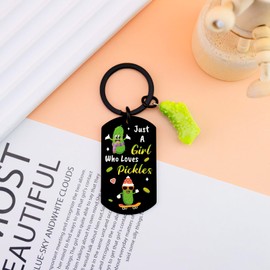 UIWIHHP Pickle Gifts for Pickle Lovers Cool Pickle Keychain Gift for Female Friends Unique Birthday Christmas Gifts Pickle Stuff Pickle Themed Gift Ideas Just A Girl Who Loves Pickles Keyring