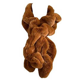 Lina & Lily Elastic Ruffle Faux Fur Women's Winter Pull-through Scarf Neck Warmer (Light Brown)
