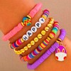JEWEKY Heishi Bracelets Layered Gold Beaded Polymer Clay Bunny Pendant