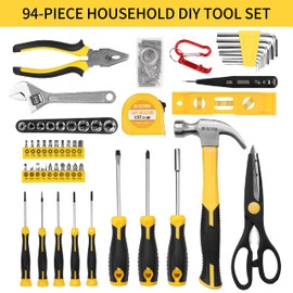 ELEVON Home Repair Tool Kit Socket Wrench General Home Auto Repair Tool Combination Package Mixed Tool Set Hand Tool Kit with Toolbox Storage Case 94 Piece