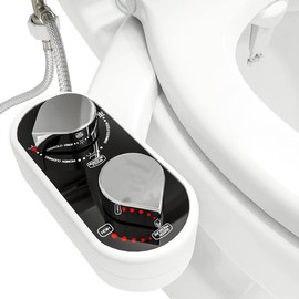 CLEAR REAR Bidet Attachment for Toilet Seat - Non-Electric, Self-Cleaning Dual Nozzle, Adjustable Water Pressure, Rear & Feminine Wash Hygienic Bathroom Upgrades - Fits Elongated Toilets (2 Pack)