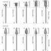 Handook Tungsten Carbide Double Cut Burr Set, with 1/8" Shank