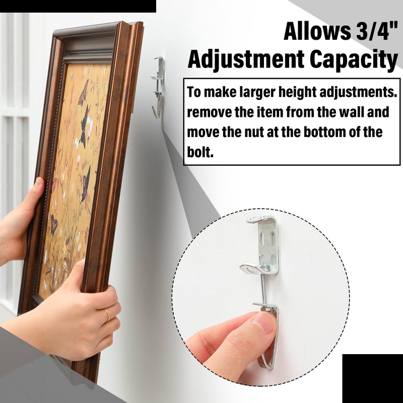 Blulu 10 Pcs Adjustable Picture Hangers J Hooks Mirror Hanging