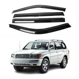 Compatible with Toyota Highlander 2001 2002 2003 2004 2005 2006 2007 Hybrid 2006 2007-2mm Thick Tape-On Premier Wind Deflectors for Front and Rear Windows, Durable & Sleek Design, Tape-on,Set of 4