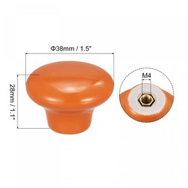 sourcing map 38x28mm Ceramic Drawer Knobs, 5pcs Mushroom Shape Door Pull Handles Orange