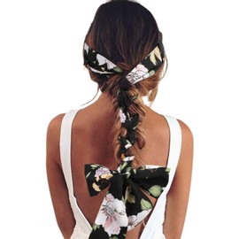 AWAYTR Women Long Head Wraps Bands - Twist Knotted Headbands for Women Long Thick Hair 3PCS Chiffon Criss Cross Head Wraps Non Slip Hair Band (Light blue+light purple+black)