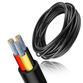 RESHAKE 16 Gauge 3 Conductor Electrical Wire, 16.4FT Low Voltage 16/3 Tinned Copper Stranded Wire, 16 AWG 3 Pin Black Wire Cable, Flexible Extension Cord for LED Lamp Lighting,Automotive