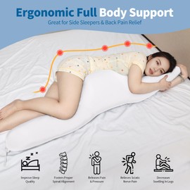 Cooling Body Pillow for Sleeping – Full-Length Ergonomic Support for Side Sleepers, Back, Legs & Posture – Flexible Long Pillow for Bed & Sofa – Washable Cover