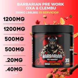 Pre entreno barbarian de 350 gr rinde 35 servicios (TAMARINDO OXA + CLEMB)