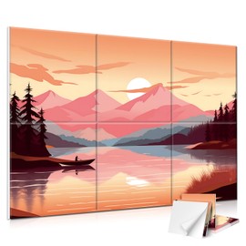 JBER 6 Pack Art Acoustic Panels, 72×48 Inches Soundproof Wall Panels, Large Self-Adhesive Wall Panels, Decorative Sound Absorbing Panels, Sound Panels for Recording Studio, Living Room (Tranquil Lake)