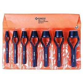 Groz 26441 Bell Type Arch Punch Set, 7pc with 1/4", 3/8", 1/2", 5/8", 3/4", 7/8" and 1"