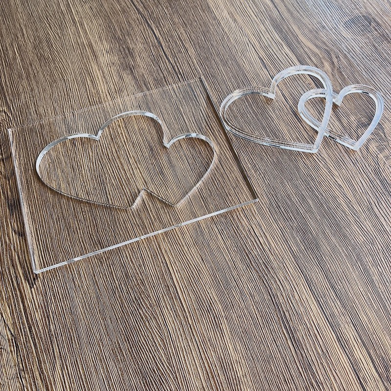 Double Heart Router Template, Clear Acrylic Template, Woodworking Router Template