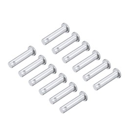 sourcing map Pack of 12 Single Hole Flat Head Clevis Pins Fork Bolts Galvanised Solid Steel, 6 mm x 20 mm