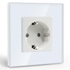 BSEED Schuko Socket, 1-Way Crystal Glass Panel Socket, Flush-Mounted Glass