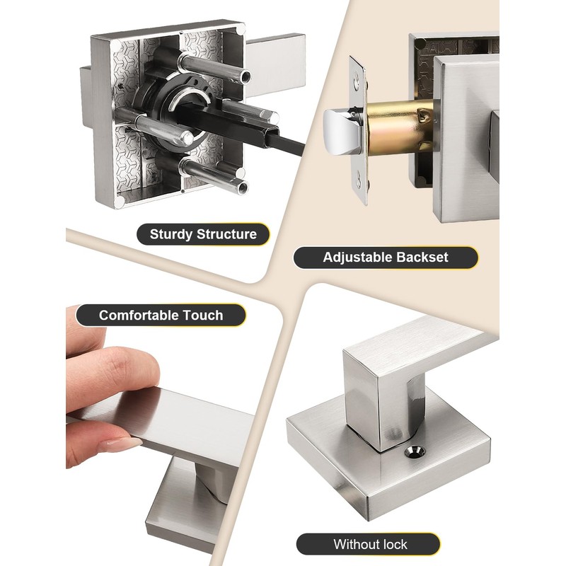 Tinewa 6 Pack Brushed Nickel Passage Door Levers Interior Door
