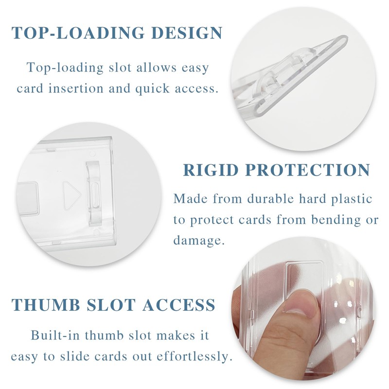 3-Pack Slim Heavy-Duty Vertical Badge Holders – Clear Hard Plastic