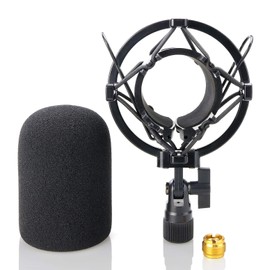 SUNMON AT2020 Shock Mount with Pop Filter Windscreen, Shock Mount Stand for Audio Technica AT2020 AT2035 AT4040 AT2020USB ATR2500x Condenser Mic
