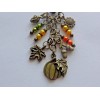 Handmade AUTUMN FALL HARVEST PUMPKIN MAPLE LEAF BEADS KEY CHAIN