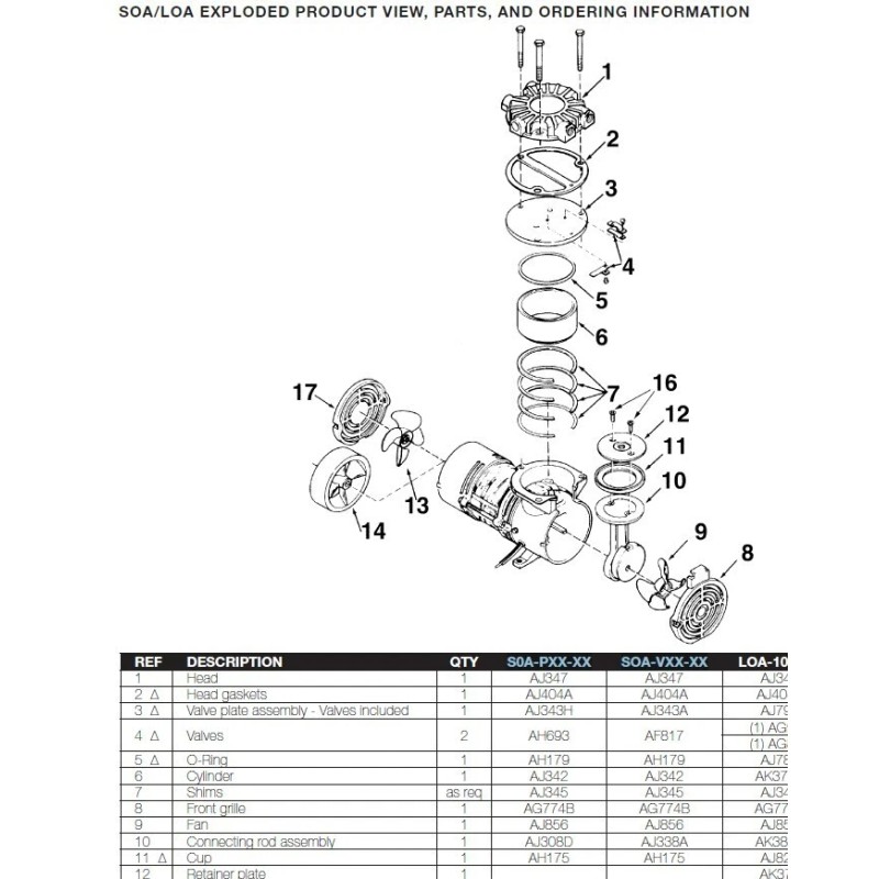 Gast KUSSMAUL Auto Pump Piston Cup Seal Rebuild kit for