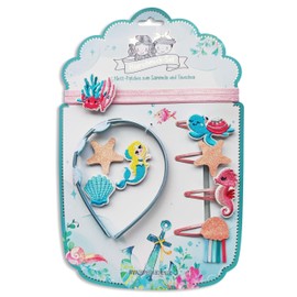 Papierdrachen Hair Accessories Set - Headband Velcro | Interchangeable Patches in Mermaid Design | Beautiful Creative Hair Accessories for Girls - Set of 2