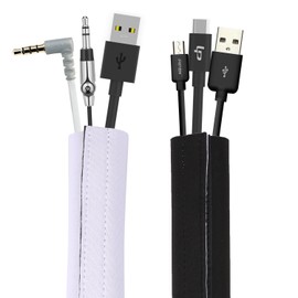 LEADSTAR 3 Metre Flexible Neoprene Cable Duct Cable Management with Velcro Fastener - White/Black