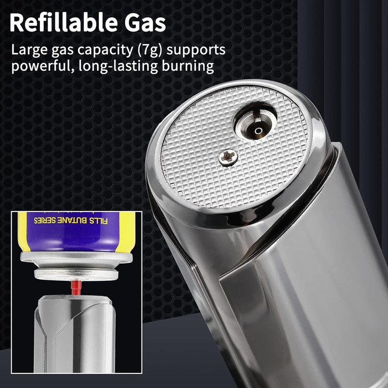 1800℃ Jet Torch Lighter,Butane Refillable Windproof Adjustable Flame Intensity with