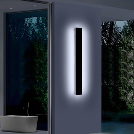 Daoseolo 39.3inch Modern Outdoor Wall Light, Black Outside LED Wall Sconces, 6000K Cold White, 36W, IP65 Waterproof, Long Linear Exterior Lighting Fixture for House, Garage, Porch, Garden