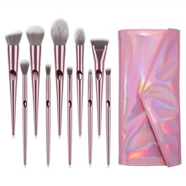 Juego de brochas maquillaje 10 piezas, herramienta brocha for sombra ojos y pelo suave                                                                