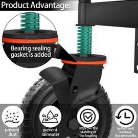 LEFLCRE Gate Wheel, 8inch Heavy Duty Fence Gate Wheels for Wooden Gate and Metal Tube Gate,Support to 700 lbs, Spring-Loaded 360 Degree Rotation Gate Caster Kit