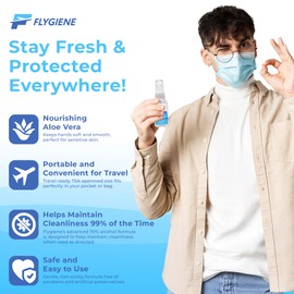 FLYGIENE Hand Sanitizer Travel Size - Pocket-Sized Portable Hand Gel with Aloe Vera - TSA Approved - Hand Spray - Non-Drying Hand Sanitizers - Convenient for Everyday Use (2 oz, Pack of 1)