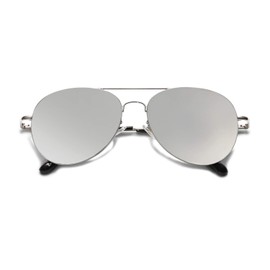 SOJOS Classic Aviator Sunglasses for Women Men Metal Frame Spring Hinges SJ1030, Silver/Silver