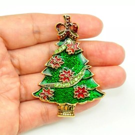 Unbranded  Enamel tree Christmas Brooch pin gold tone tree brooches gift present ideas