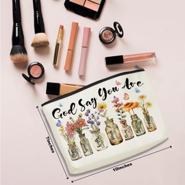 Inspirational Christian Gifts Cosmetic Bag Bible Verse Makeup Bag Motivational Religious Gifts for Women Friends Mom Bestie Birthday Appreciation Gifts Makeup Pouch Mothers Day Christmas Graduation
