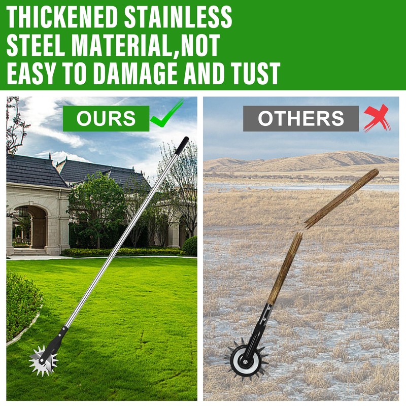 YEELOR Wheel Rotary Edger, Manual Lawn Edger, Stainless Steel Handle,Adjustable