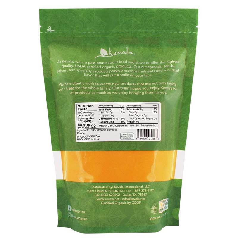 kevala Organic Turmeric Root Powder - Gluten Free Curcumin, Vegan