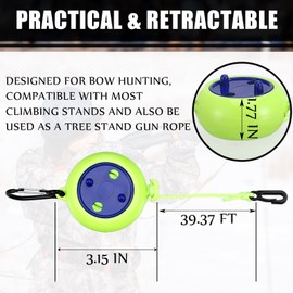 Threlaco 2 Pcs Tree Stand Gear Hoist 29.5 ft Round Retractable Bow and Gear Hoist Bow Hunting Gear Accessories for Hunting Bow and Gun Retriever(Green)