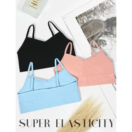 4Leezy Youth Training Bras for Girls-Sports Bra, Wirefree Bra, Padded Everyday Bra Bralette,Crop Cami Tank Top (6-14)