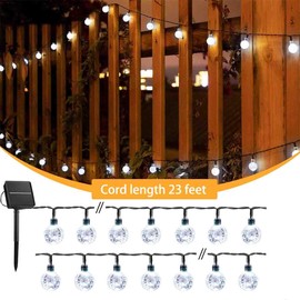 2-Pack 50 LED 23FT Solar String Lights Outdoor, Crystal Globe Lights with 8 Lighting Modes, Waterproof Solar Powered Patio Lights for Garden Yard Porch Wedding Party Decor
